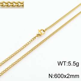 European and American stainless steel trend 600 × 2mm double-sided grinding chain lobster buckle fashion versatile gold necklace