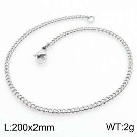 European and American stainless steel trend 200 × 2mm double-sided grinding chain lobster buckle fashion versatile silver bracelet