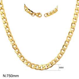 750x6mm cut pattern figaro chain necklace for women men stainless steel gold color jewelry