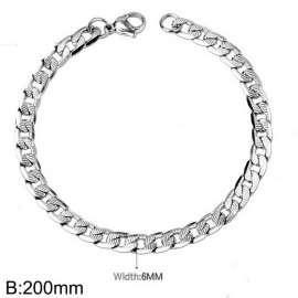 6mm stainless steel cut pattern figaro chain bracelet for women men