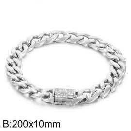 stainless steel figaro chain stone bracelet for men punk cubarn jewelry