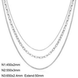 simple three layer link chain necklace for women men punk stainless steel box chain jewelry