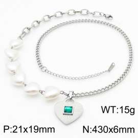 Light luxury splicing heart-shaped titanium steel necklace