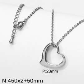 Stainless steel heart-shaped pendant necklace