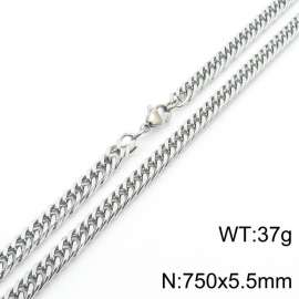 European and American fashion stainless steel 750x5.5mm Cuban chain jewelry temperament silver necklace