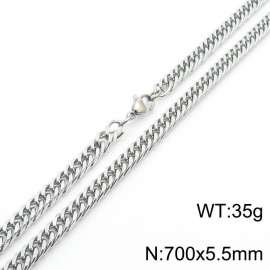 European and American fashion stainless steel 700x5.5mm Cuban chain jewelry temperament silver necklace