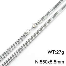 European and American fashion stainless steel 550x5.5mm Cuban chain jewelry temperament silver necklace
