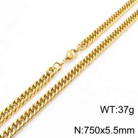 European and American fashion stainless steel 750x5.5mm Cuban chain jewelry temperament gold necklace