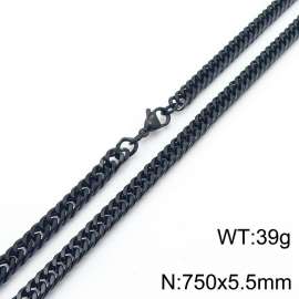 European and American fashion stainless steel 750x5.5mm Cuban chain jewelry temperament black necklace