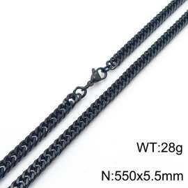European and American fashion stainless steel 550x5.5mm Cuban chain jewelry temperament black necklace
