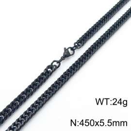 European and American fashion stainless steel 450x5.5mm Cuban chain jewelry temperament black necklace