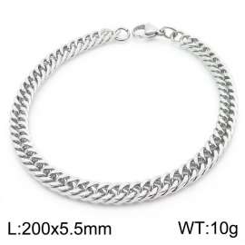 European and American fashion stainless steel 200x5.5mm Cuban chain jewelry temperament silver bracelet