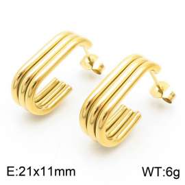 C-shaped hook type gold stainless steel earrings