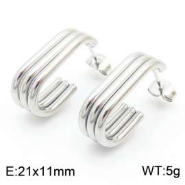Titanium steel three-layer ring U-shaped open earrings