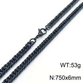 European and American fashion stainless steel 750x6mm Cuban chain jewelry temperament black necklace