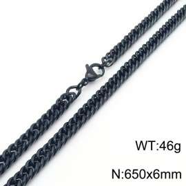 European and American fashion stainless steel 650x6mm Cuban chain jewelry temperament black necklace