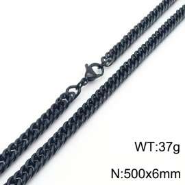European and American fashion stainless steel 500x6mm Cuban chain jewelry temperament black necklace