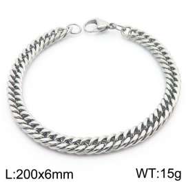 European and American fashion stainless steel 200x6mm Cuban chain jewelry temperament silver bracelet