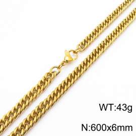 European and American fashion stainless steel 600x6mm Cuban chain jewelry temperament gold necklace