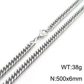 European and American fashion stainless steel 500x6mm Cuban chain jewelry temperament silver necklace