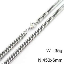 European and American fashion stainless steel 450x6mm Cuban chain jewelry temperament silver necklace
