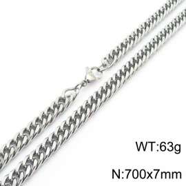 European and American fashion stainless steel 700x7mm Cuban chain jewelry temperament silver necklace