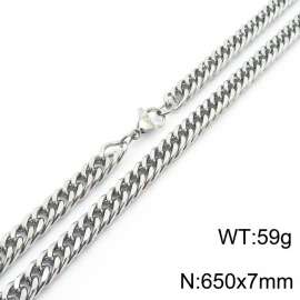 European and American fashion stainless steel 650x7mm Cuban chain jewelry temperament silver necklace