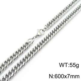 European and American fashion stainless steel 600x7mm Cuban chain jewelry temperament silver necklace