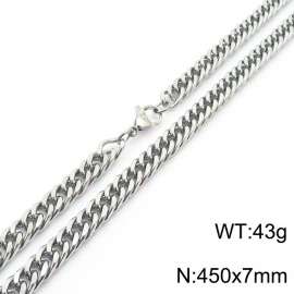 European and American fashion stainless steel 450x7mm Cuban chain jewelry temperament silver necklace