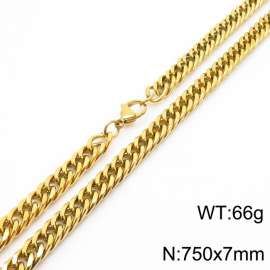 European and American fashion stainless steel 750x7mm Cuban chain jewelry temperament gold necklace