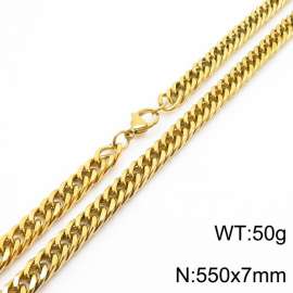 European and American fashion stainless steel 550x7mm Cuban chain jewelry temperament gold necklace