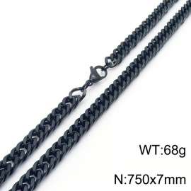 European and American fashion stainless steel 750x7mm Cuban chain jewelry temperament black necklace