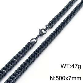European and American fashion stainless steel 500x7mm Cuban chain jewelry temperament black necklace