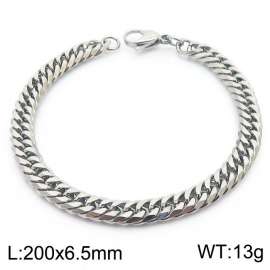 6.5mm Stainless Steel Cuban Chain Bracelet Silver Color