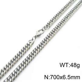 700mm Stainless Steel Cuban Chain Necklace Silver Color