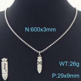 Personality Hiphop Stainless Steel Bullet Pendant Butterfly Sweater Chain Jewelry Necklaces