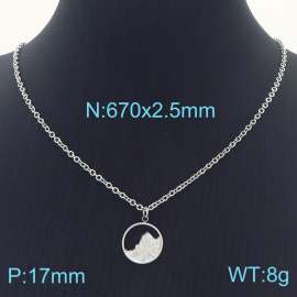 Fashion Simple Round Pendant Mountain Necklace Clavicle Chain Jewelry Stainless Steel Necklaces