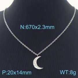 Simple Fashion Pleated Crescent Moon Pendant Necklace Clavicle Chain Jewelry Stainless Steel Necklaces