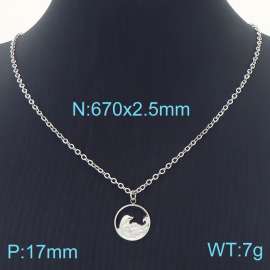 Fashion Simple Stainless Steel Clavicle Chain Sea Waves Pendant Jewelry Necklaces