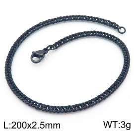 200X2.5mm Black-Plated Stainless Steel Cuban Chain Bracelet