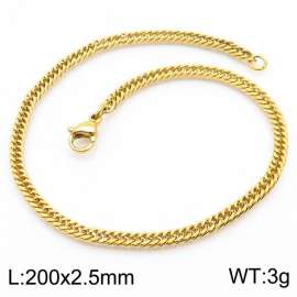 200X2.5mm Gold-Plated Stainless Steel Cuban Chain Bracelet