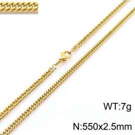 550X2.5mm Gold-Plated Stainless Steel Cuban Chain Necklace