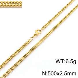 500X2.5mm Gold-Plated Stainless Steel Cuban Chain Necklace