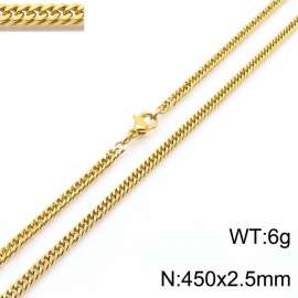 450X2.5mm Gold-Plated Stainless Steel Cuban Chain Necklace