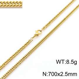 700X2.5mm Gold-Plated Stainless Steel Cuban Chain Necklace