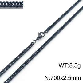 700X2.5mm Black-Plated Stainless Steel Cuban Chain Necklace