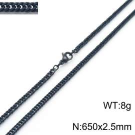 650X2.5mm Black-Plated Stainless Steel Cuban Chain Necklace