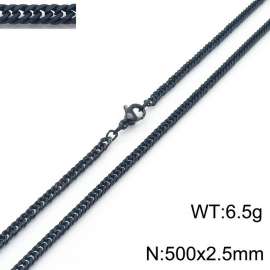 500X2.5mm Black-Plated Stainless Steel Cuban Chain Necklace