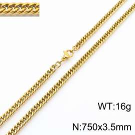 750X3.5mm Gold-Plated Stainless Steel Cuban Chain Necklace