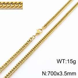 700X3.5mm Gold-Plated Stainless Steel Cuban Chain Necklace